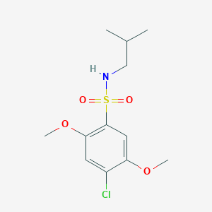 molecular formula C12H18ClNO4S B515554 4-chloro-N-isobutyl-2,5-dimethoxybenzenesulfonamide CAS No. 1087647-10-6