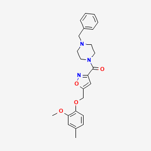 molecular formula C24H27N3O4 B5155613 1-benzyl-4-({5-[(2-methoxy-4-methylphenoxy)methyl]-3-isoxazolyl}carbonyl)piperazine 