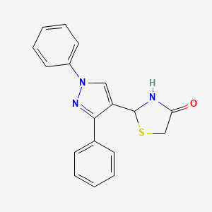 molecular formula C18H15N3OS B5155649 2-(1,3-diphenyl-1H-pyrazol-4-yl)-1,3-thiazolidin-4-one 