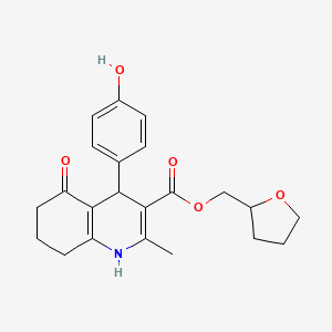 molecular formula C22H25NO5 B5155683 tetrahydro-2-furanylmethyl 4-(4-hydroxyphenyl)-2-methyl-5-oxo-1,4,5,6,7,8-hexahydro-3-quinolinecarboxylate 