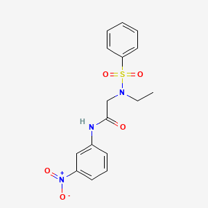 molecular formula C16H17N3O5S B5155686 N~2~-ethyl-N~1~-(3-nitrophenyl)-N~2~-(phenylsulfonyl)glycinamide 