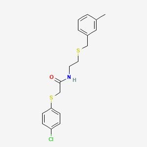 molecular formula C18H20ClNOS2 B5155696 2-[(4-chlorophenyl)thio]-N-{2-[(3-methylbenzyl)thio]ethyl}acetamide 