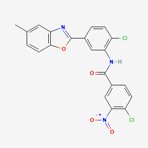 4-chloro-N-[2-chloro-5-(5-methyl-1,3-benzoxazol-2-yl)phenyl]-3-nitrobenzamide