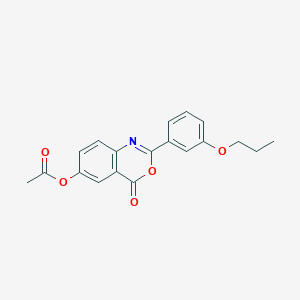 4-oxo-2-(3-propoxyphenyl)-4H-3,1-benzoxazin-6-yl acetate
