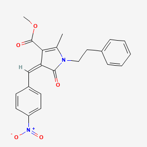 molecular formula C22H20N2O5 B5155768 methyl 2-methyl-4-(4-nitrobenzylidene)-5-oxo-1-(2-phenylethyl)-4,5-dihydro-1H-pyrrole-3-carboxylate 
