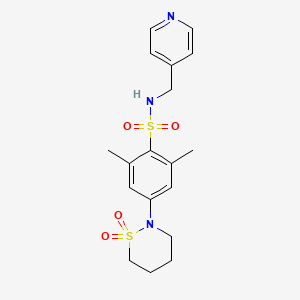 molecular formula C18H23N3O4S2 B5155786 4-(1,1-dioxido-1,2-thiazinan-2-yl)-2,6-dimethyl-N-(4-pyridinylmethyl)benzenesulfonamide 
