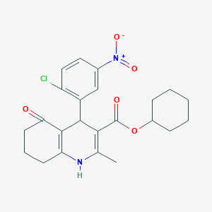 molecular formula C23H25ClN2O5 B5155815 cyclohexyl 4-(2-chloro-5-nitrophenyl)-2-methyl-5-oxo-1,4,5,6,7,8-hexahydro-3-quinolinecarboxylate 