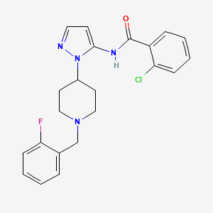 molecular formula C22H22ClFN4O B5155864 2-chloro-N-{1-[1-(2-fluorobenzyl)-4-piperidinyl]-1H-pyrazol-5-yl}benzamide 