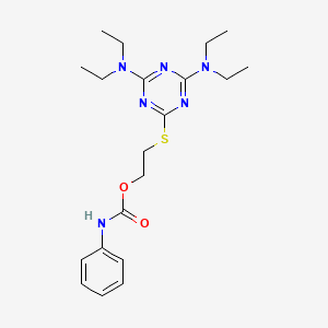 molecular formula C20H30N6O2S B5155932 2-{[4,6-bis(diethylamino)-1,3,5-triazin-2-yl]thio}ethyl phenylcarbamate 