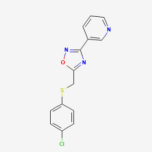 molecular formula C14H10ClN3OS B5155976 3-(5-{[(4-chlorophenyl)thio]methyl}-1,2,4-oxadiazol-3-yl)pyridine 