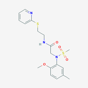 molecular formula C18H23N3O4S2 B5156032 N~2~-(2-methoxy-5-methylphenyl)-N~2~-(methylsulfonyl)-N~1~-[2-(2-pyridinylthio)ethyl]glycinamide 