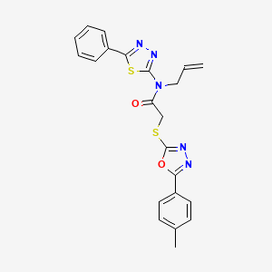 molecular formula C22H19N5O2S2 B5156037 N-allyl-2-{[5-(4-methylphenyl)-1,3,4-oxadiazol-2-yl]thio}-N-(5-phenyl-1,3,4-thiadiazol-2-yl)acetamide 