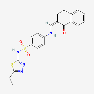 molecular formula C21H20N4O3S2 B5156094 N-(5-ethyl-1,3,4-thiadiazol-2-yl)-4-{[(1-oxo-3,4-dihydro-2(1H)-naphthalenylidene)methyl]amino}benzenesulfonamide 