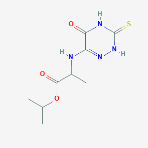 molecular formula C9H14N4O3S B5156131 isopropyl N-(5-oxo-3-thioxo-2,3,4,5-tetrahydro-1,2,4-triazin-6-yl)alaninate 