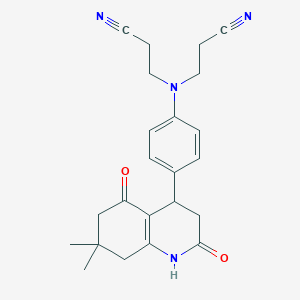 molecular formula C23H26N4O2 B5156167 3,3'-{[4-(7,7-dimethyl-2,5-dioxo-1,2,3,4,5,6,7,8-octahydro-4-quinolinyl)phenyl]imino}dipropanenitrile 