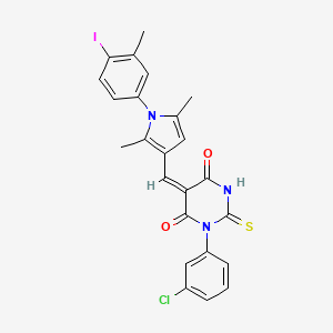 molecular formula C24H19ClIN3O2S B5156197 1-(3-chlorophenyl)-5-{[1-(4-iodo-3-methylphenyl)-2,5-dimethyl-1H-pyrrol-3-yl]methylene}-2-thioxodihydro-4,6(1H,5H)-pyrimidinedione 