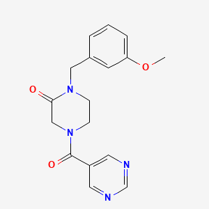 molecular formula C17H18N4O3 B5156215 1-(3-methoxybenzyl)-4-(5-pyrimidinylcarbonyl)-2-piperazinone 
