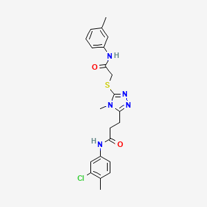 molecular formula C22H24ClN5O2S B5156286 N-(3-chloro-4-methylphenyl)-3-[4-methyl-5-({2-[(3-methylphenyl)amino]-2-oxoethyl}thio)-4H-1,2,4-triazol-3-yl]propanamide 
