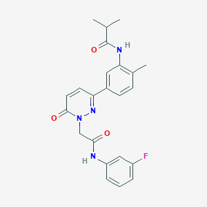 molecular formula C23H23FN4O3 B5156370 N-[5-(1-{2-[(3-fluorophenyl)amino]-2-oxoethyl}-6-oxo-1,6-dihydro-3-pyridazinyl)-2-methylphenyl]-2-methylpropanamide 