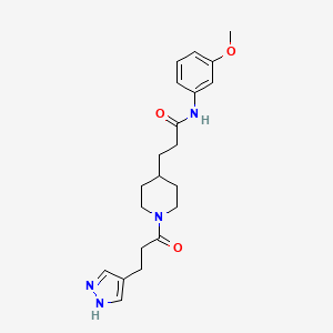 molecular formula C21H28N4O3 B5156393 N-(3-methoxyphenyl)-3-{1-[3-(1H-pyrazol-4-yl)propanoyl]-4-piperidinyl}propanamide 