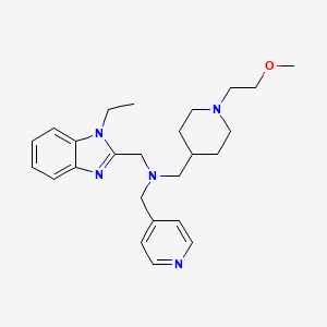 molecular formula C25H35N5O B5156408 1-(1-ethyl-1H-benzimidazol-2-yl)-N-{[1-(2-methoxyethyl)-4-piperidinyl]methyl}-N-(4-pyridinylmethyl)methanamine 