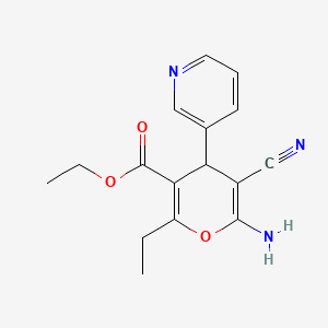 molecular formula C16H17N3O3 B5156412 ethyl 6-amino-5-cyano-2-ethyl-4-(3-pyridinyl)-4H-pyran-3-carboxylate 