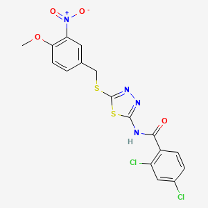 molecular formula C17H12Cl2N4O4S2 B5156470 2,4-dichloro-N-{5-[(4-methoxy-3-nitrobenzyl)thio]-1,3,4-thiadiazol-2-yl}benzamide 