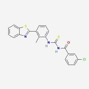 molecular formula C22H16ClN3OS2 B5156513 N-({[3-(1,3-benzothiazol-2-yl)-2-methylphenyl]amino}carbonothioyl)-3-chlorobenzamide 