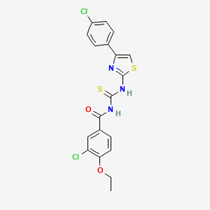 molecular formula C19H15Cl2N3O2S2 B5156586 3-chloro-N-({[4-(4-chlorophenyl)-1,3-thiazol-2-yl]amino}carbonothioyl)-4-ethoxybenzamide 