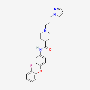 molecular formula C24H27FN4O2 B5156594 N-[4-(2-fluorophenoxy)phenyl]-1-[3-(1H-pyrazol-1-yl)propyl]-4-piperidinecarboxamide 