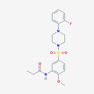 molecular formula C20H24FN3O4S B5156612 N-(5-{[4-(2-fluorophenyl)-1-piperazinyl]sulfonyl}-2-methoxyphenyl)propanamide 