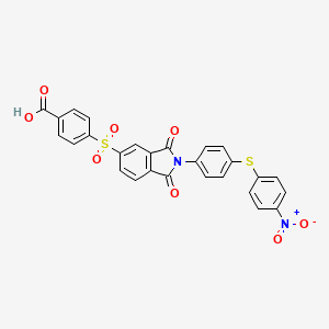 molecular formula C27H16N2O8S2 B5156616 4-[(2-{4-[(4-nitrophenyl)thio]phenyl}-1,3-dioxo-2,3-dihydro-1H-isoindol-5-yl)sulfonyl]benzoic acid 