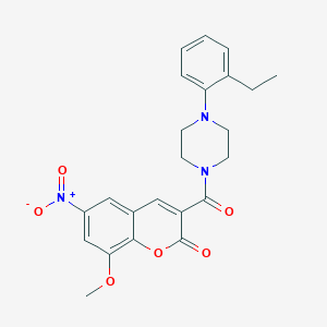 molecular formula C23H23N3O6 B5156618 3-{[4-(2-ethylphenyl)-1-piperazinyl]carbonyl}-8-methoxy-6-nitro-2H-chromen-2-one 