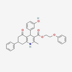 molecular formula C31H29NO5 B5156655 2-phenoxyethyl 4-(3-hydroxyphenyl)-2-methyl-5-oxo-7-phenyl-1,4,5,6,7,8-hexahydro-3-quinolinecarboxylate 