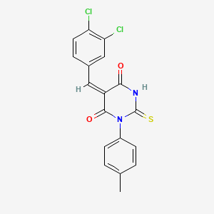 molecular formula C18H12Cl2N2O2S B5156688 5-(3,4-dichlorobenzylidene)-1-(4-methylphenyl)-2-thioxodihydro-4,6(1H,5H)-pyrimidinedione 