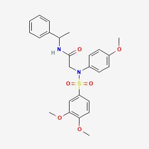 molecular formula C25H28N2O6S B5156704 N~2~-[(3,4-dimethoxyphenyl)sulfonyl]-N~2~-(4-methoxyphenyl)-N~1~-(1-phenylethyl)glycinamide 
