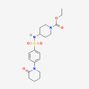 molecular formula C19H27N3O5S B5156732 ethyl 4-({[4-(2-oxo-1-piperidinyl)phenyl]sulfonyl}amino)-1-piperidinecarboxylate 