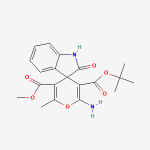 molecular formula C20H22N2O6 B5156775 3'-叔丁基5'-甲基2'-氨基-6'-甲基-2-氧代-1,2-二氢螺[吲哚-3,4'-吡喃]-3',5'-二羧酸酯 