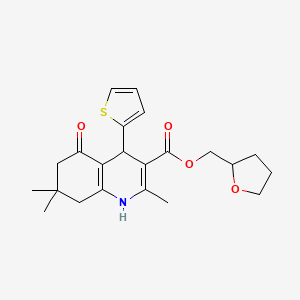 molecular formula C22H27NO4S B5156801 tetrahydro-2-furanylmethyl 2,7,7-trimethyl-5-oxo-4-(2-thienyl)-1,4,5,6,7,8-hexahydro-3-quinolinecarboxylate 