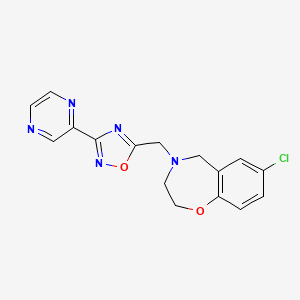 molecular formula C16H14ClN5O2 B5156824 7-chloro-4-{[3-(2-pyrazinyl)-1,2,4-oxadiazol-5-yl]methyl}-2,3,4,5-tetrahydro-1,4-benzoxazepine 