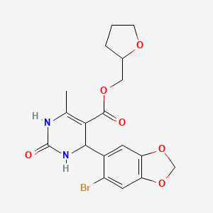 molecular formula C18H19BrN2O6 B5156828 tetrahydro-2-furanylmethyl 4-(6-bromo-1,3-benzodioxol-5-yl)-6-methyl-2-oxo-1,2,3,4-tetrahydro-5-pyrimidinecarboxylate 