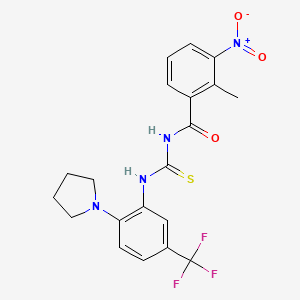 2-methyl-3-nitro-N-({[2-(1-pyrrolidinyl)-5-(trifluoromethyl)phenyl]amino}carbonothioyl)benzamide