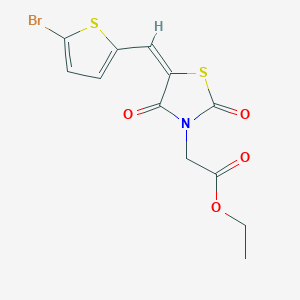 molecular formula C12H10BrNO4S2 B5156921 ethyl {5-[(5-bromo-2-thienyl)methylene]-2,4-dioxo-1,3-thiazolidin-3-yl}acetate 