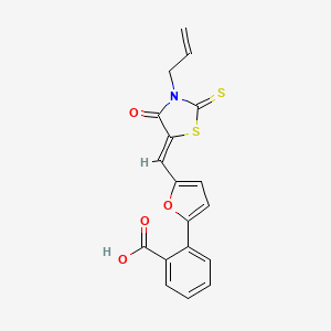 molecular formula C18H13NO4S2 B5156933 2-{5-[(3-allyl-4-oxo-2-thioxo-1,3-thiazolidin-5-ylidene)methyl]-2-furyl}benzoic acid 