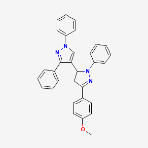 molecular formula C31H26N4O B5156983 5-(4-methoxyphenyl)-1',2,3'-triphenyl-3,4-dihydro-1'H,2H-3,4'-bipyrazole 