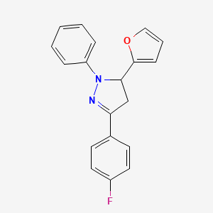 molecular formula C19H15FN2O B5156996 3-(4-fluorophenyl)-5-(2-furyl)-1-phenyl-4,5-dihydro-1H-pyrazole CAS No. 103085-24-1