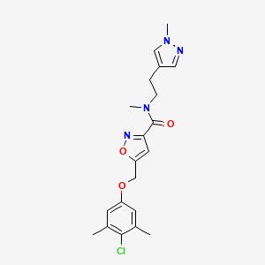 molecular formula C20H23ClN4O3 B5157035 5-[(4-chloro-3,5-dimethylphenoxy)methyl]-N-methyl-N-[2-(1-methyl-1H-pyrazol-4-yl)ethyl]-3-isoxazolecarboxamide 