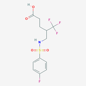 molecular formula C12H13F4NO4S B5157040 5,5,5-trifluoro-4-({[(4-fluorophenyl)sulfonyl]amino}methyl)pentanoic acid 