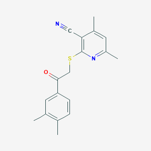molecular formula C18H18N2OS B5157057 2-{[2-(3,4-dimethylphenyl)-2-oxoethyl]thio}-4,6-dimethylnicotinonitrile 
