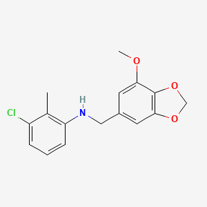 molecular formula C16H16ClNO3 B5157063 (3-chloro-2-methylphenyl)[(7-methoxy-1,3-benzodioxol-5-yl)methyl]amine 